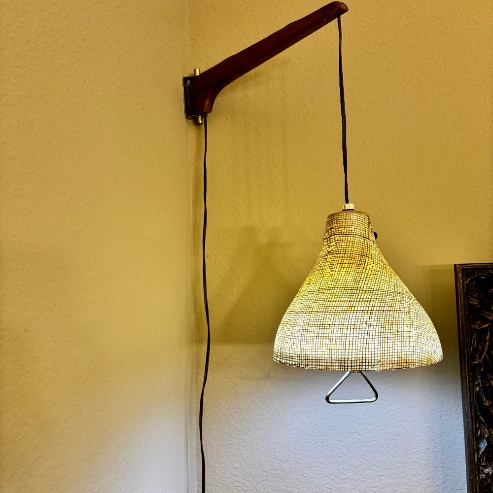 MCM Teak and Fiberglass Wall Sconce